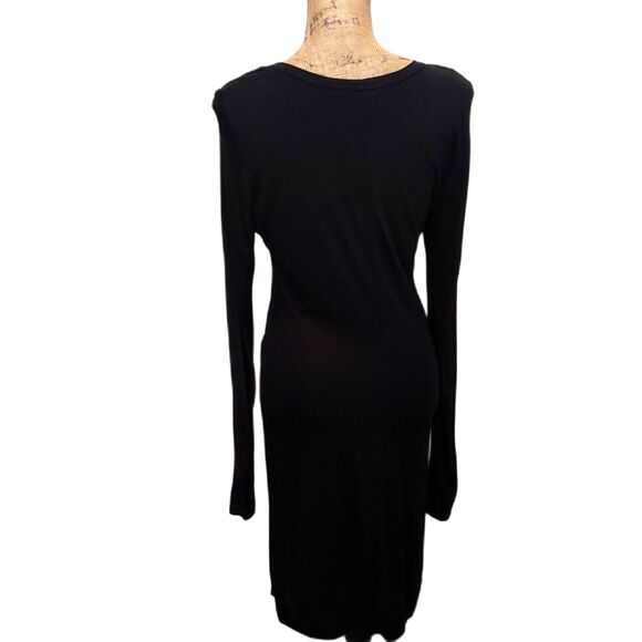 ALC Long Sleeve Ruched Solid Black Mini Dress Classic Cocktail LBD Size Large - Picture 5 of 7